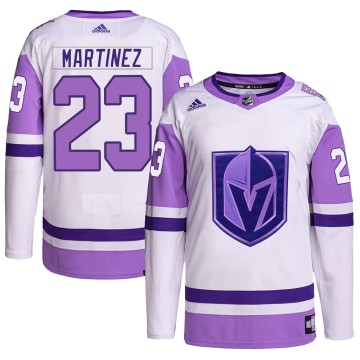Authentic Adidas Men's Alec Martinez Vegas Golden Knights Hockey Fights Cancer Primegreen Jersey - White/Purple