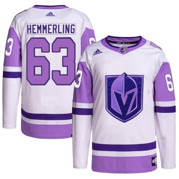 Authentic Adidas Men's Ben Hemmerling Vegas Golden Knights Hockey Fights Cancer Primegreen Jersey - White/Purple