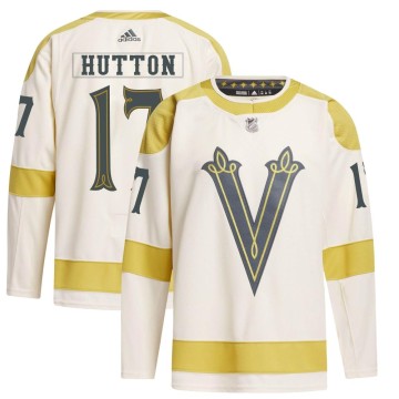 Authentic Adidas Men's Ben Hutton Vegas Golden Knights 2024 Winter Classic Primegreen Jersey - Cream