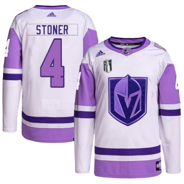 Authentic Adidas Men's Clayton Stoner Vegas Golden Knights Hockey Fights Cancer Primegreen 2023 Stanley Cup Final Jersey - White