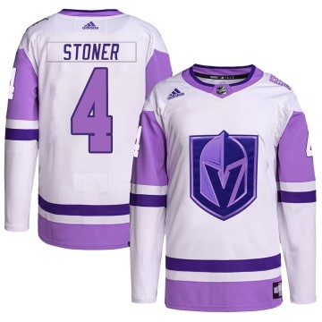 Authentic Adidas Men's Clayton Stoner Vegas Golden Knights Hockey Fights Cancer Primegreen Jersey - White/Purple