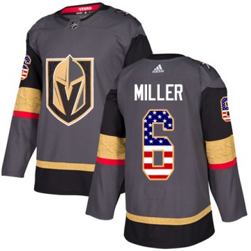 Authentic Adidas Men's Colin Miller Vegas Golden Knights USA Flag Fashion Jersey - Gray