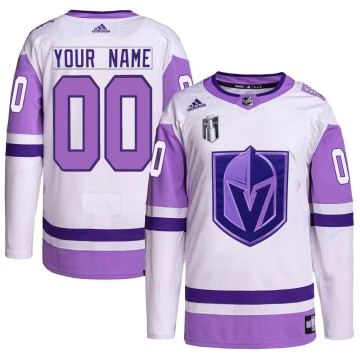 Authentic Adidas Men's Custom Vegas Golden Knights Custom Hockey Fights Cancer Primegreen 2023 Stanley Cup Final Jersey - White/