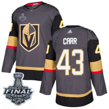 Authentic Adidas Men's Daniel Carr Vegas Golden Knights Home 2018 Stanley Cup Final Patch Jersey - Gray