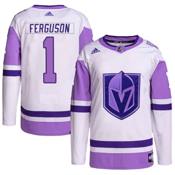 Authentic Adidas Men's Dylan Ferguson Vegas Golden Knights Hockey Fights Cancer Primegreen Jersey - White/Purple