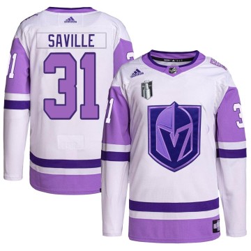 Authentic Adidas Men's Isaiah Saville Vegas Golden Knights Hockey Fights Cancer Primegreen 2023 Stanley Cup Final Jersey - White