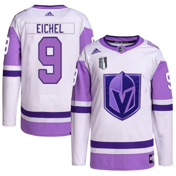 Authentic Adidas Men's Jack Eichel Vegas Golden Knights Hockey Fights Cancer Primegreen 2023 Stanley Cup Final Jersey - White/Pu