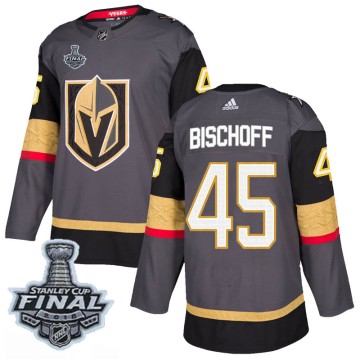 Authentic Adidas Men's Jake Bischoff Vegas Golden Knights Home 2018 Stanley Cup Final Patch Jersey - Gray