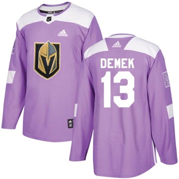 Authentic Adidas Men's Jakub Demek Vegas Golden Knights Fights Cancer Practice Jersey - Purple