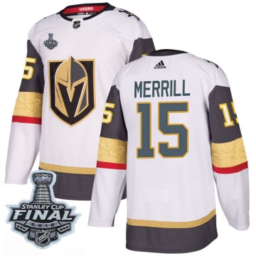 Authentic Adidas Men's Jon Merrill Vegas Golden Knights Away 2018 Stanley Cup Final Patch Jersey - White