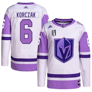 Authentic Adidas Men's Kaedan Korczak Vegas Golden Knights Hockey Fights Cancer Primegreen 2023 Stanley Cup Final Jersey - White