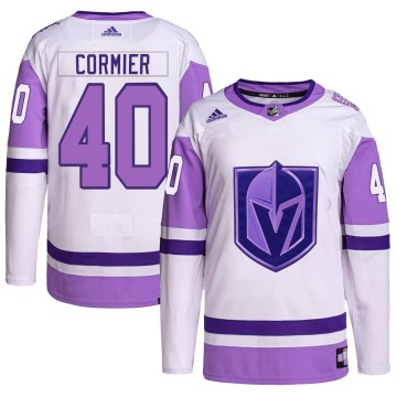 Authentic Adidas Men's Lukas Cormier Vegas Golden Knights Hockey Fights Cancer Primegreen Jersey - White/Purple