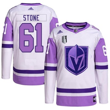 Authentic Adidas Men's Mark Stone Vegas Golden Knights Hockey Fights Cancer Primegreen 2023 Stanley Cup Final Jersey - White/Pur