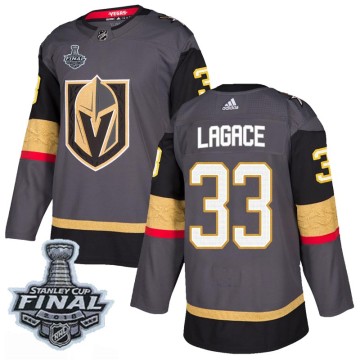 Authentic Adidas Men's Maxime Lagace Vegas Golden Knights Home 2018 Stanley Cup Final Patch Jersey - Gray