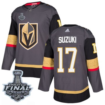 Authentic Adidas Men's Nick Suzuki Vegas Golden Knights Home 2018 Stanley Cup Final Patch Jersey - Gray