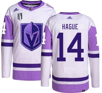 Authentic Adidas Men's Nicolas Hague Vegas Golden Knights Hockey Fights Cancer 2023 Stanley Cup Final Jersey -