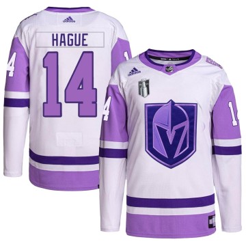 Authentic Adidas Men's Nicolas Hague Vegas Golden Knights Hockey Fights Cancer Primegreen 2023 Stanley Cup Final Jersey - White/