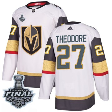 Authentic Adidas Men's Shea Theodore Vegas Golden Knights Away 2018 Stanley Cup Final Patch Jersey - White