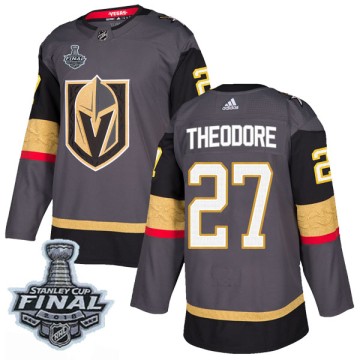Authentic Adidas Men's Shea Theodore Vegas Golden Knights Home 2018 Stanley Cup Final Patch Jersey - Gray