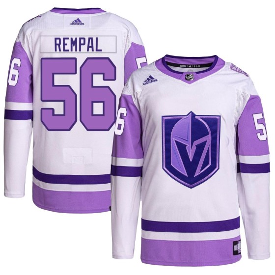 Authentic Adidas Men's Sheldon Rempal Vegas Golden Knights Hockey Fights Cancer Primegreen Jersey - White/Purple