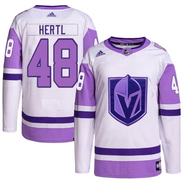 Authentic Adidas Men's Tomas Hertl Vegas Golden Knights Hockey Fights Cancer Primegreen Jersey - White/Purple