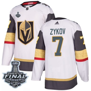 Authentic Adidas Men's Valentin Zykov Vegas Golden Knights Away 2018 Stanley Cup Final Patch Jersey - White