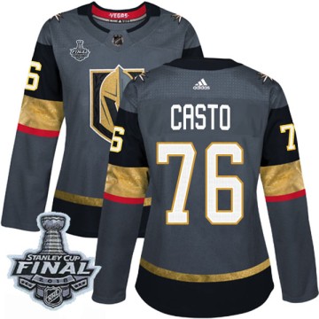 Authentic Adidas Women's Chris Casto Vegas Golden Knights Home 2018 Stanley Cup Final Patch Jersey - Gray