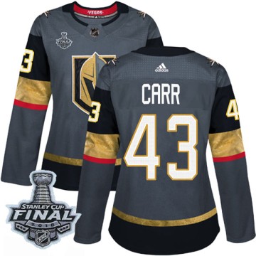 Authentic Adidas Women's Daniel Carr Vegas Golden Knights Home 2018 Stanley Cup Final Patch Jersey - Gray