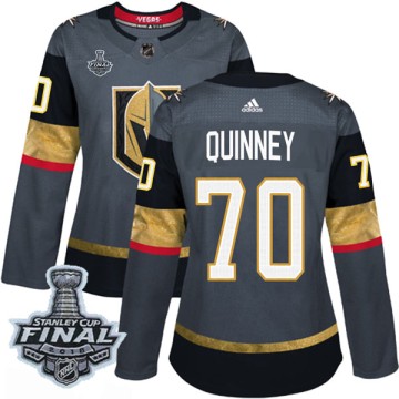 Authentic Adidas Women's Gage Quinney Vegas Golden Knights Home 2018 Stanley Cup Final Patch Jersey - Gray