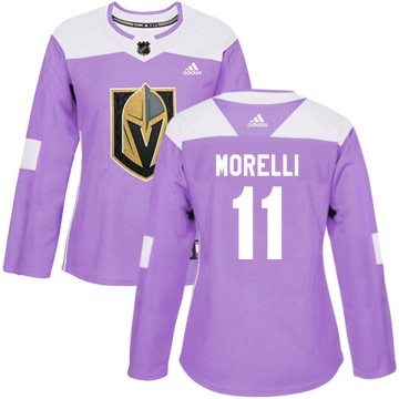 Authentic Adidas Women's Mason Morelli Vegas Golden Knights Fights Cancer Practice Jersey - Purple