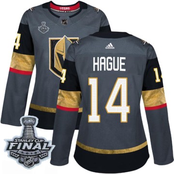 Authentic Adidas Women's Nicolas Hague Vegas Golden Knights Home 2018 Stanley Cup Final Patch Jersey - Gray