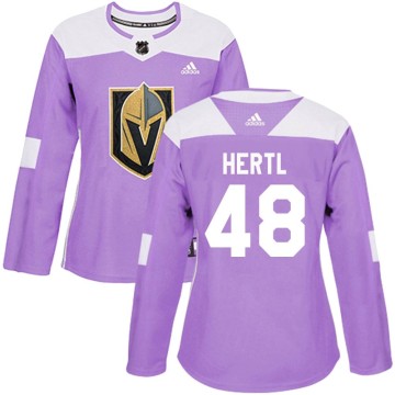 Authentic Adidas Women's Tomas Hertl Vegas Golden Knights Fights Cancer Practice Jersey - Purple