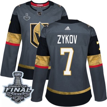 Authentic Adidas Women's Valentin Zykov Vegas Golden Knights Home 2018 Stanley Cup Final Patch Jersey - Gray