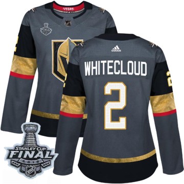 Authentic Adidas Women's Zach Whitecloud Vegas Golden Knights Gray Home 2018 Stanley Cup Final Patch Jersey - White