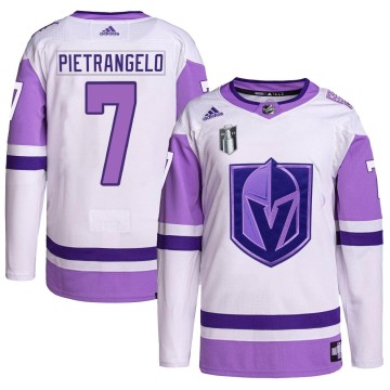 Authentic Adidas Youth Alex Pietrangelo Vegas Golden Knights Hockey Fights Cancer Primegreen 2023 Stanley Cup Final Jersey - Whi