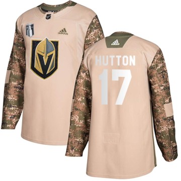 Authentic Adidas Youth Ben Hutton Vegas Golden Knights Veterans Day Practice 2023 Stanley Cup Final Jersey - Camo