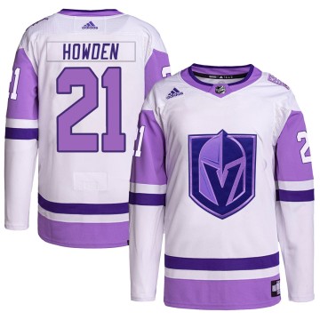 Authentic Adidas Youth Brett Howden Vegas Golden Knights Hockey Fights Cancer Primegreen Jersey - White/Purple