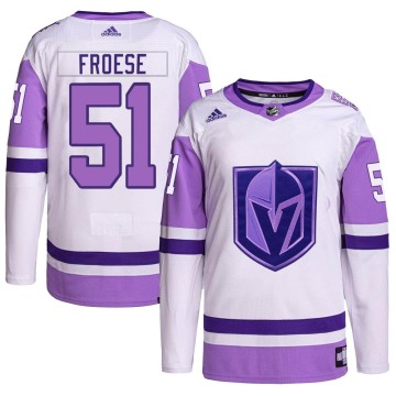 Authentic Adidas Youth Byron Froese Vegas Golden Knights Hockey Fights Cancer Primegreen Jersey - White/Purple