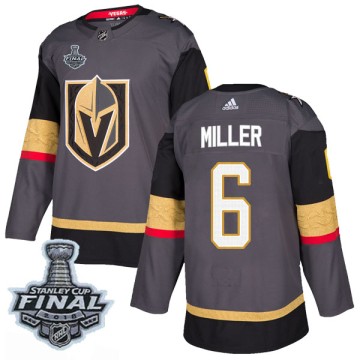 Authentic Adidas Youth Colin Miller Vegas Golden Knights Home 2018 Stanley Cup Final Patch Jersey - Gray