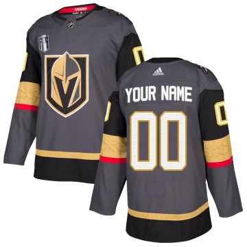 Authentic Adidas Youth Custom Vegas Golden Knights Custom Home 2023 Stanley Cup Final Jersey - Gray