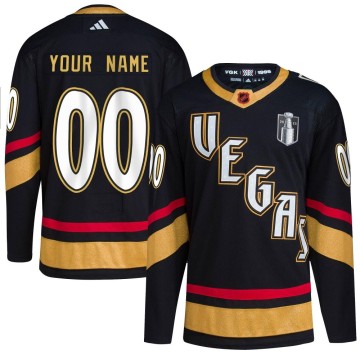 Authentic Adidas Youth Custom Vegas Golden Knights Custom Reverse Retro 2.0 2023 Stanley Cup Final Jersey - Black