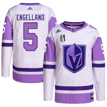 Authentic Adidas Youth Deryk Engelland Vegas Golden Knights Hockey Fights Cancer Primegreen 2023 Stanley Cup Final Jersey - Whit