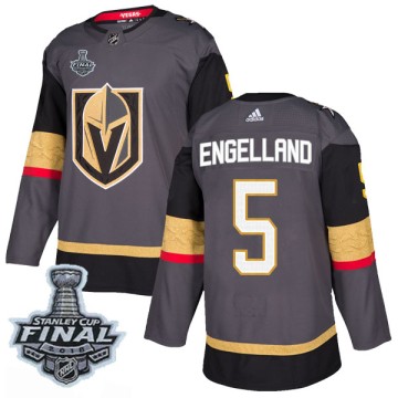Authentic Adidas Youth Deryk Engelland Vegas Golden Knights Home 2018 Stanley Cup Final Patch Jersey - Gray