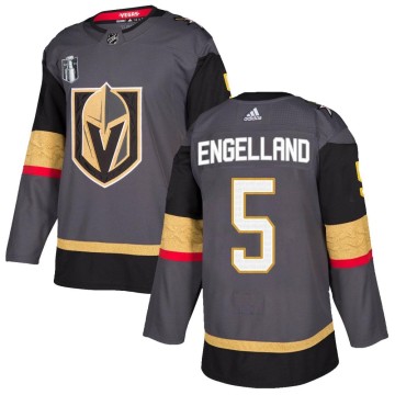 Authentic Adidas Youth Deryk Engelland Vegas Golden Knights Home 2023 Stanley Cup Final Jersey - Gray