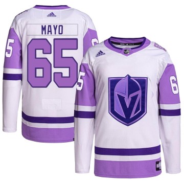 Authentic Adidas Youth Dysin Mayo Vegas Golden Knights Hockey Fights Cancer Primegreen Jersey - White/Purple