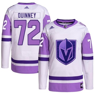 Authentic Adidas Youth Gage Quinney Vegas Golden Knights Hockey Fights Cancer Primegreen Jersey - White/Purple