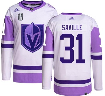 Authentic Adidas Youth Isaiah Saville Vegas Golden Knights Hockey Fights Cancer 2023 Stanley Cup Final Jersey -