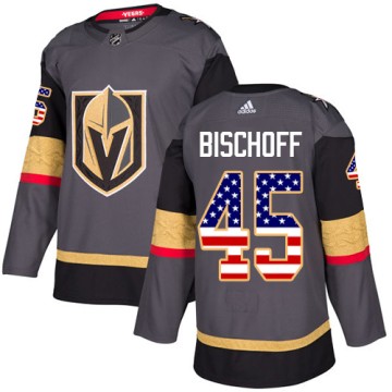 Authentic Adidas Youth Jake Bischoff Vegas Golden Knights USA Flag Fashion Jersey - Gray