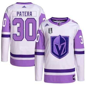 Authentic Adidas Youth Jiri Patera Vegas Golden Knights Hockey Fights Cancer Primegreen 2023 Stanley Cup Final Jersey - White/Pu