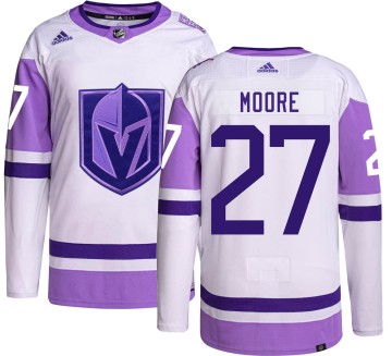 Authentic Adidas Youth John Moore Vegas Golden Knights Hockey Fights Cancer Jersey -